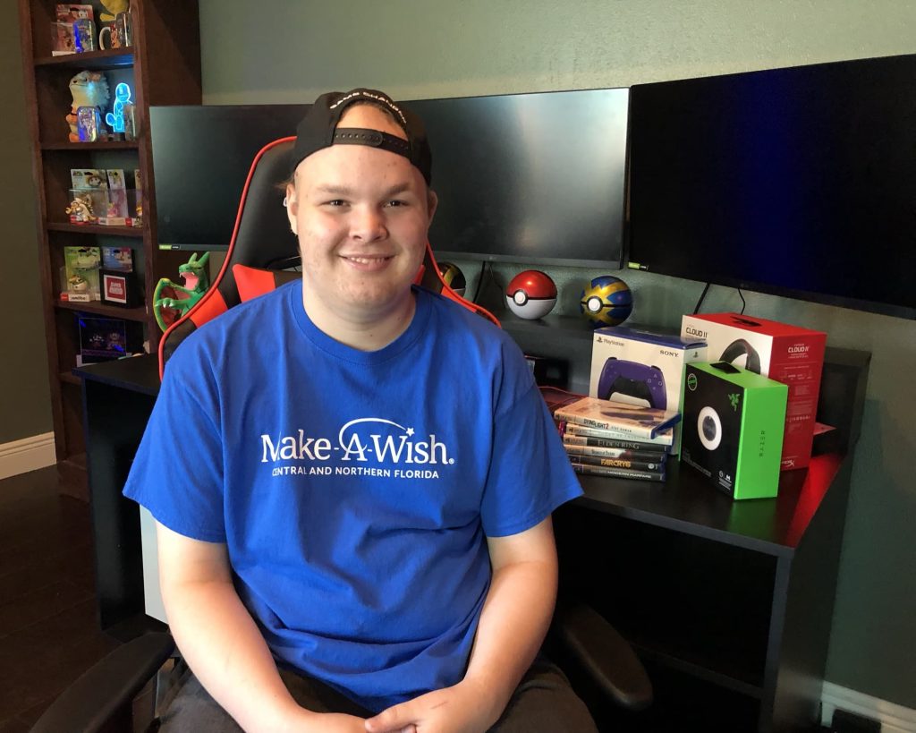 Wish Kid Cole with his new electronics