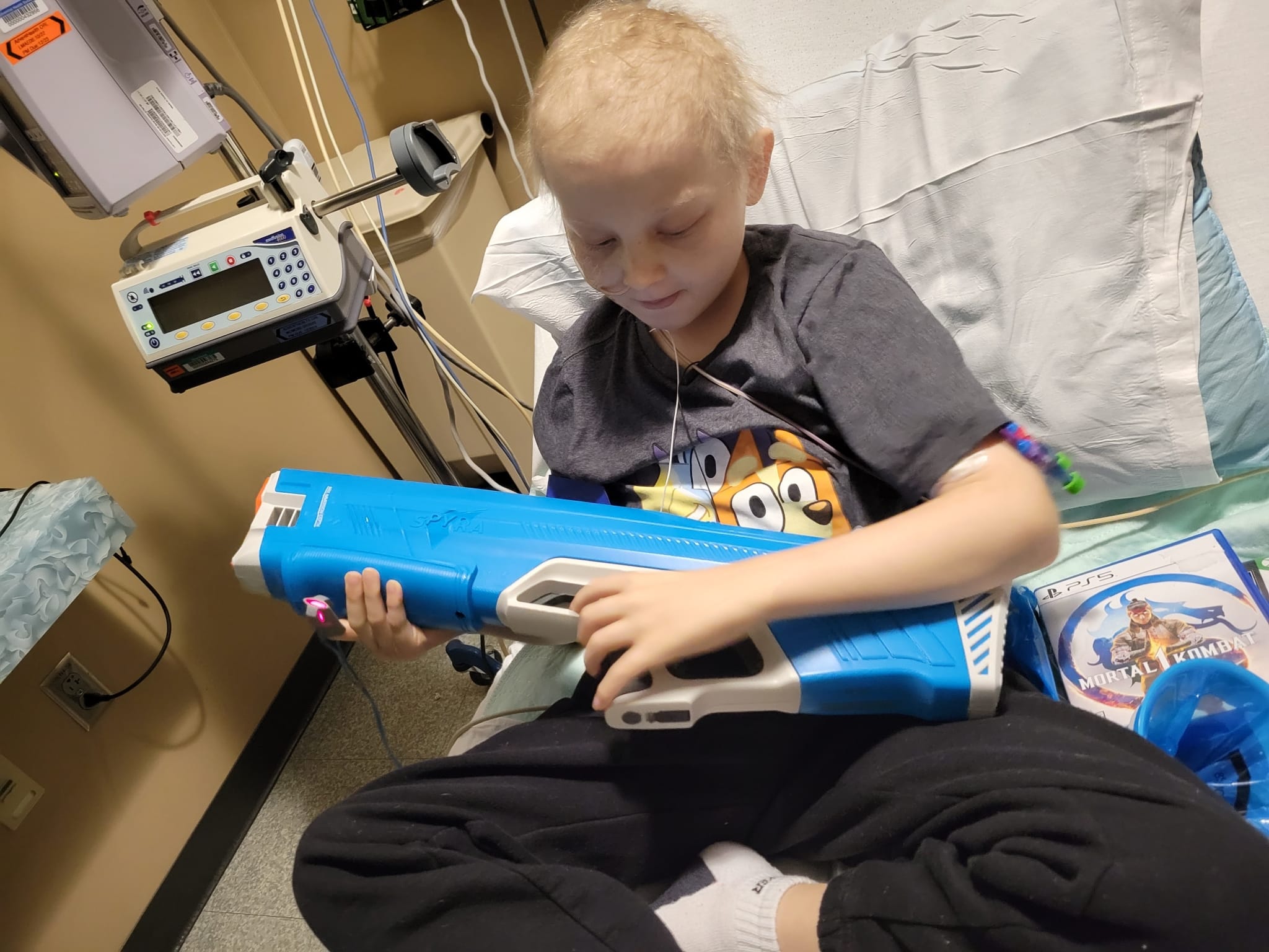 Wish Kid Damien receiving his gift