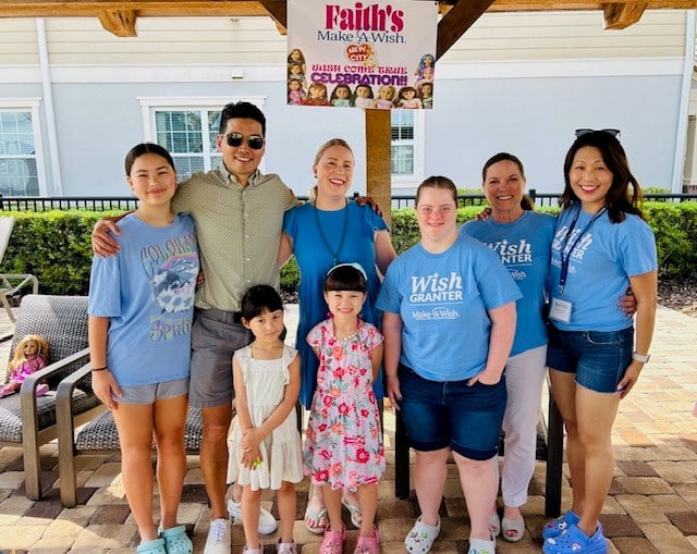 Wish Kid Faith with family and friends at her Wish Reveal Party